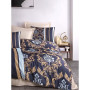 Parure de lit - 1 housse de couette 220 x 240 cm + 2 taies d'oreiller 60 x 60 cm - 100 % polyester microsatin - Bleu