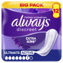 Always Discreet Serviettes Pour Fuites Urinaires Femmes Ultimate Active 12 Serviettes Protection Extra Sûre Et Discrétion Optima