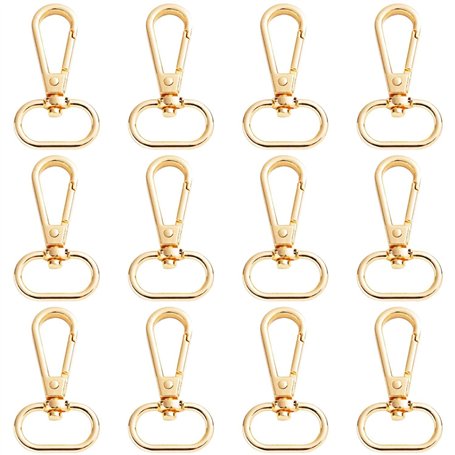 12 mousquetons dorés pivotants