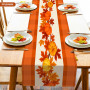 PYSEOSISE Automne Chemin de Table, 183x33 cm Décoration de Table d'automne, Citrouille et Feuille d'érable Chemin de Table pour 