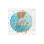 20 Serviettes en papier Hello Boy bleu et or 33 x 33 cm