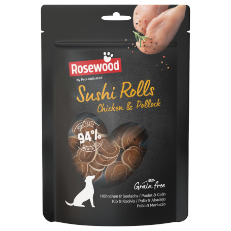Rosewood Sushi Rolls Poulet & Colin – Friandise Tendre pour Chien au Poulet et Colin