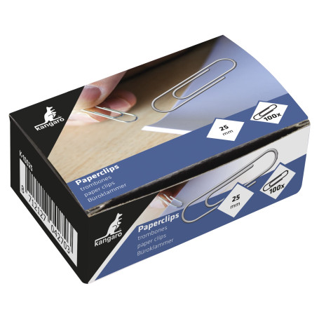 Kangaro K-10025 Boîte de 100 trombones ronds 25 mm