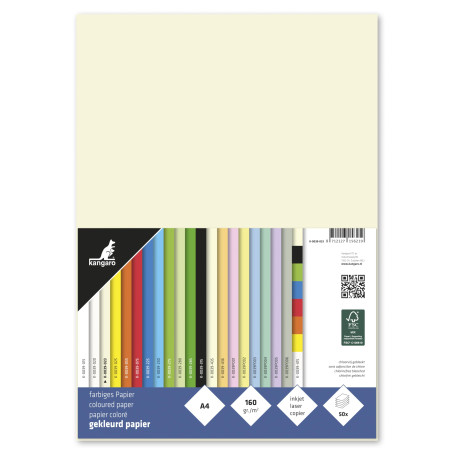 Kangaro Lot de 50 feuilles de papier à lettre blanc ivoire DIN A4 160 g/m² FSC mix – Papier à lettre DIY
