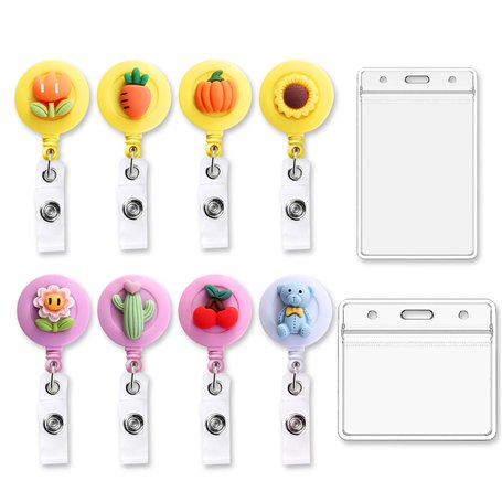 8Pcs Badges Rétractables