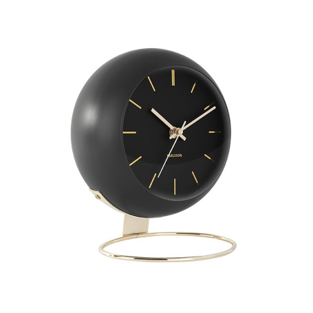 Karlsson KA5832BK Horloge à Poser Globe sur Pied Métal Mouvement Silencieux Noir et doré D21 x H24