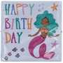 Folat 23928 Décoration d'anniversaire Bleue avec paillettes Irisé-Serviettes-Mermaid Magic-33 x 33 cm-20 pièces-Vaisselle Sirène
