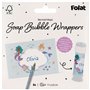 Folat 23935 d'anniversaire Bleue avec paillettes Irisé-Bulles de savon autocollant-Mermaid Magic-6 pièces-Décoration Sirène Fill