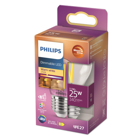 Philips ampoule LED Sphérique E27 25W Blanc Chaud Claire