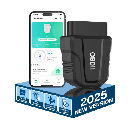 Scanner OBDII Bluetooth par MMOBIEL – Lecteur de Code de Voiture pour iOS & Android – Outil de Diagnostic sans Fil [2024 Version