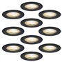 HOFTRONIC - 10x Nola LED Spot encastrable 68 mm Noir - IP65 étanche pour salle de bain