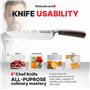 Matakumi Couteau de Chef avec Lame de 20 cm - Couteau Cuisine Multifonctionnel, Couteau Janonais Style avec Manche Ergonomique e