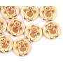 Lot de 12 magnifiques boutons ronds en bois naturel avec impression en peluche - 15 mm - 2 trous à coudre - Pour bricolage, arti