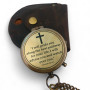 Boussole en laiton antique avec gravure Psaume 32:8" – Avec étui en cuir – Cadeau chrétien pour hommes et femmes – Boussole vint