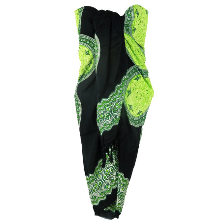 Paréo Plage Femme Serviette de Plage Sarong Drap Pareo Ethnique Bain Mer Beach Cover Up Wrap Skirt Coton Noir Vert Fleur 110 x 1