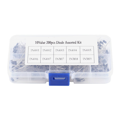 Oumefar 200 pièces 10Values Redresseur Diode Assortiment Kit Électronique 1N4001-1N4007 1N5817-1N5819 avec Boîte