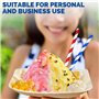 Lot de 200 pailles jetables en papier avec cuillère pour slushy, smoothie, milkshake, boissons glacées - 20 x 0,8 cm - Rayures c