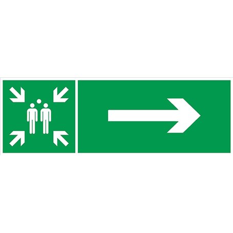 Autocollant vinyl - Panneau Point de Rassemblement Flèche à droite - L.200 x H.100 mm