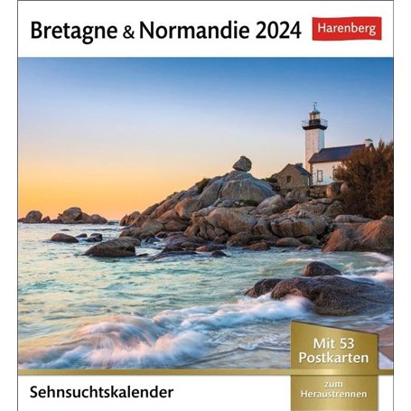 Bretagne & Normandie Calendrier 2024 53 cartes postales dans un calendrier hebdomadaire avec flair de vacances. Calendrier de ta