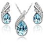 Crystalline Azuria Femme Ensemble Larmes Collier et Clous Boucles d'Oreilles 18ct Plaqué Or Blanc avec Cristaux océan Bleu