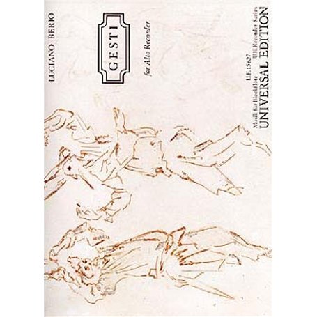 Partitions classique UNIVERSAL EDITION BERIO L. - GESTI - FLUTE A BEC ALTO Flûte à bec