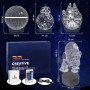 Star Wars Lampe 3D Illusion Veilleuse, Led 3d Lampe Hologramme avec 16 Couleurs Changeantes et Télécommande, Cadeaux de Noël pou