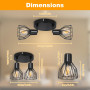 Dehobo Plafonnier Spot Orientable avec Douille E14 - Style Rétro Spots de Plafond - Plafonnier Led Cuisine 2 Spots Noir - plafon