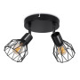 Dehobo Plafonnier Spot Orientable avec Douille E14 - Style Rétro Spots de Plafond - Plafonnier Led Cuisine 2 Spots Noir - plafon
