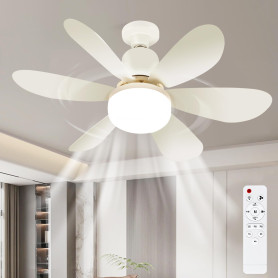 Ulikey Ventilateur Plafond avec Lumiere, Lampe Ventilateur Plafonnier, Ventilateur avec Telecommande et Lumière, Silencieux, 3 V