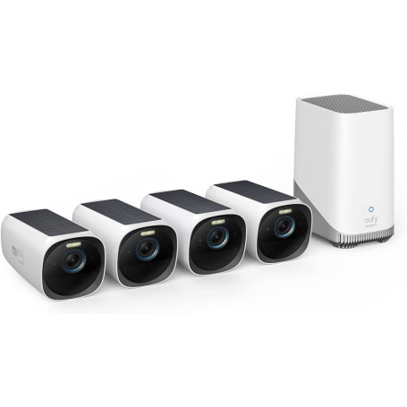 eufy Security eufyCam S330(eufyCam 3), Surveillance WiFi Extérieure sans Fil, Résolution 4K, Panneau Solaire Intégré, Vision Noc