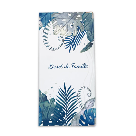Générique - Etui pour livret de famille - Modèle feuillage aquarelle - Format ouvert 21 x 22 cm, fermé 10.5 x 22 cm - Fabricatio