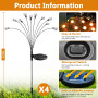 NEMMXUB Lumiere Luciole Solaire Exterieur, 4 Pièces 10 Led Luciole Solaire Exterieur Jardin, Lumières Solaires de Jardin, Luciol