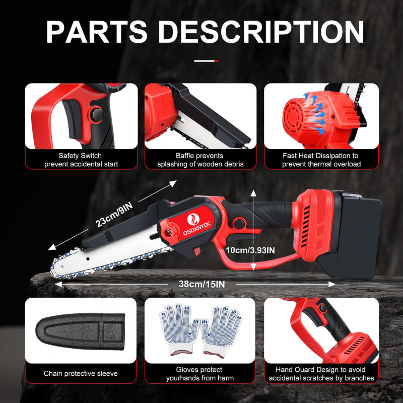 Ini Tronçonneuse Avec Batterie De 6 Pouces, Ini Tronçonneuse Avec 2