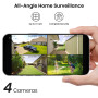 AOSU 2K Camera Surveillance Exterieure sans Fil, 4 Cam-Kit avec Homebase, Zéro Frais, 360° Panoramique PTZ, 3MP WiFi Solaire Cam