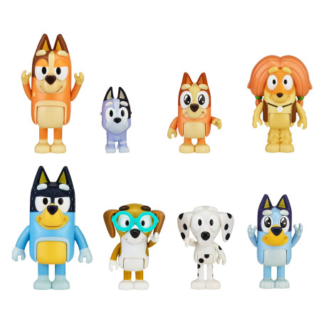 BlueY - Coffret de 8 Figurines – La Famille et Les Amis de (5,3 à 8,3 cm)