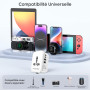 Amoner Adaptateur Prise Universelle, Travel Adapter Internationale Voyage avec 2 USB 2 Type C Universel UK EU USA Allemagne Ital