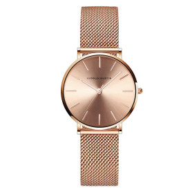 HANNAH MARTIN Très Mince Montre pour Femme Quartz Analogique Étanche Acier Inoxydable