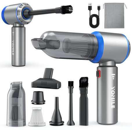 Aspirateur à Main, 25000Pa/120W Mini Aspirateur sans Fil Portable & 210.000 TR/Min électrique avec Moteur sans Brosse, Multifonc