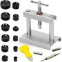 Kit de presse de montre : 15 pièces d'outils d'insertion, presse d'horloge, fermeture de boîtier avec 12 plaques de pression, in
