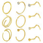 LAURITAMI 20G piercing nez anneaux Mince, Spirale Acier Chirurgical pour piercing nez Fiche Double Anneaux Or Argent Set, Fiche 