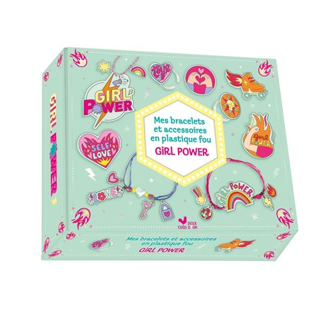 Mes bracelets et accessoires Girl power en plastique fou - coffret avec accessoires