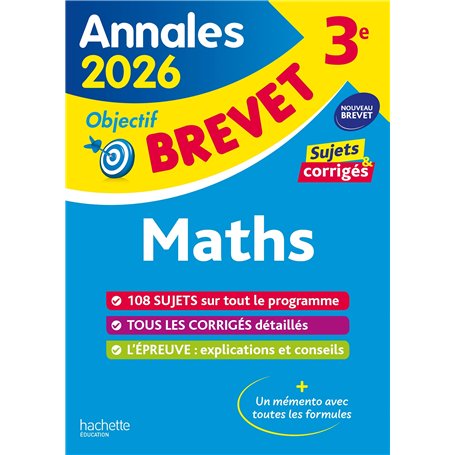 Annales Brevet 2026 - Maths 3e - sujets et corrigés