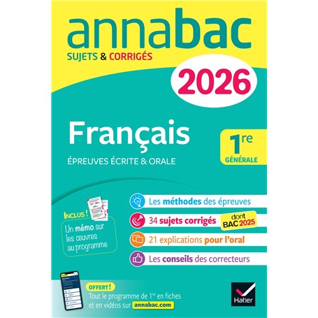 Annales du bac 2026 - Annabac Français 1re générale (bac de français écrit & oral)