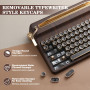 YUNZII QL75 Wireless Typewriter Keyboard Hot Swappable Retro Mechanical Keyboard, Punk Round Keycaps, RGB Backlit QMK/Via Progra