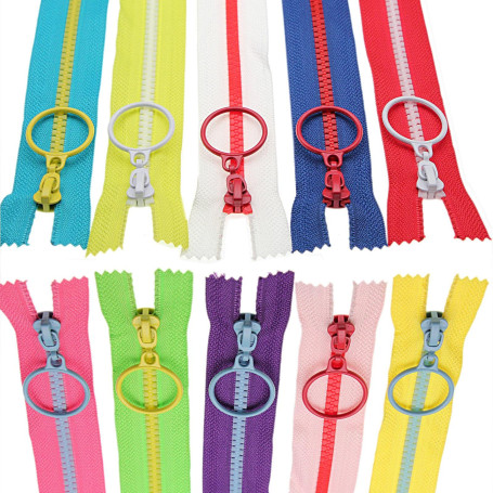 SHUNLI 10 Pièces Lot de Fermeture Eclair 30cm, 10 Couleurs Fermeture Eclair, Non séparables Résine Fermeture Eclairs pour la Cou