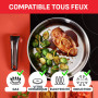 Tefal Ingenio Lot de 4 pièces, Casseroles 16/18/20 cm + 1 poignée amovible, Induction, Acier inoxydable, Empilable, Gain de plac
