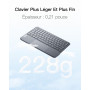 Inateck Clavier Bluetooth avec pavé Tactile, Clavier sans Fil AZERTY Ultra Fin et Portable, Compatible avec Windows et iPad OS,