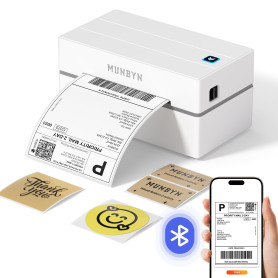 MUNBYN Imprimante d'étiquettes d'expédition Bluetooth, imprimante Thermique sans Fil 4x6 pour Colis et Petites Entreprises à Dom MUNBYN Imprimante d'étiquettes d'expédition Bluetooth, imprimante Thermique sans Fil 4x6 pour Colis et Petites Entreprises à Dom