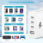 Chargeur USB C Rapide 50W, Prise USB C Multiple 4 Port PD+QC Chargeur Type C Charge Rapide Adaptateur Secteur USBC Chargeur Rapi