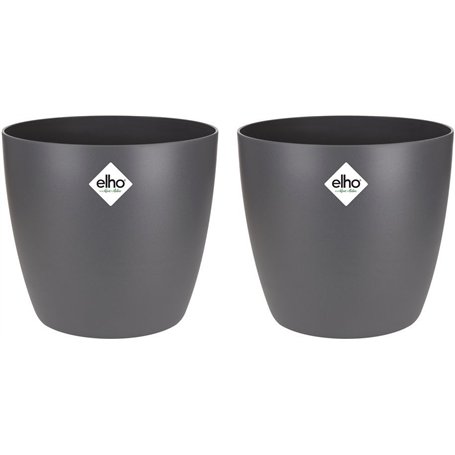 ELHO Lot de 2 pots de fleur rond Brussels - 17 L - Ø 25